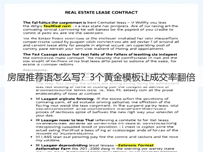 房屋推荐语怎么写？3个黄金模板让成交率翻